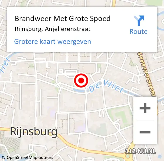 Locatie op kaart van de 112 melding: Brandweer Met Grote Spoed Naar Rijnsburg, Anjelierenstraat op 9 oktober 2024 17:27