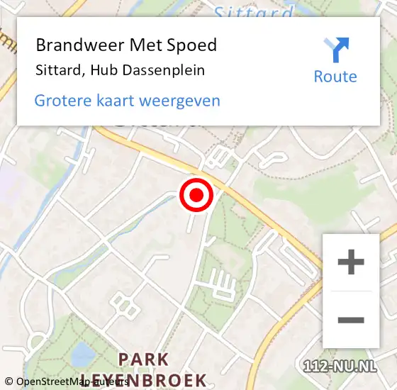 Locatie op kaart van de 112 melding: Brandweer Met Spoed Naar Sittard, Hub Dassenplein op 9 oktober 2024 17:39