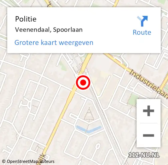 Locatie op kaart van de 112 melding: Politie Veenendaal, Spoorlaan op 9 oktober 2024 17:52