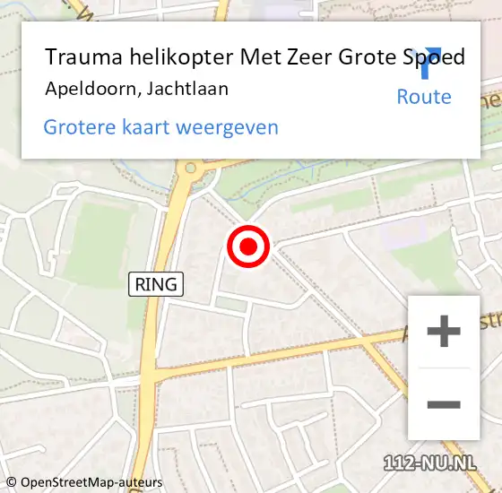 Locatie op kaart van de 112 melding: Trauma helikopter Met Zeer Grote Spoed Naar Apeldoorn, Jachtlaan op 9 oktober 2024 18:03