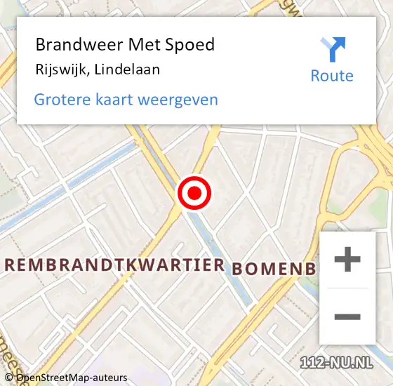 Locatie op kaart van de 112 melding: Brandweer Met Spoed Naar Rijswijk, Lindelaan op 9 oktober 2024 18:04