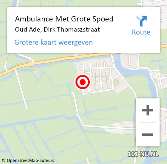 Locatie op kaart van de 112 melding: Ambulance Met Grote Spoed Naar Oud Ade, Dirk Thomaszstraat op 9 oktober 2024 18:08