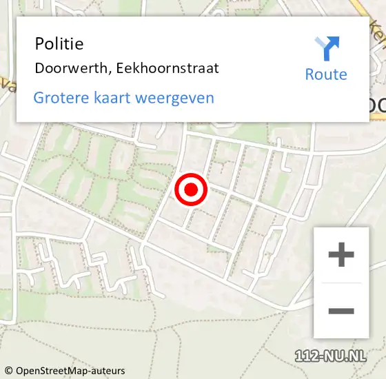 Locatie op kaart van de 112 melding: Politie Doorwerth, Eekhoornstraat op 9 oktober 2024 18:14