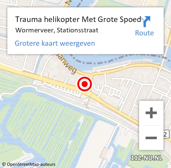 Locatie op kaart van de 112 melding: Trauma helikopter Met Grote Spoed Naar Wormerveer, Stationsstraat op 9 oktober 2024 18:39