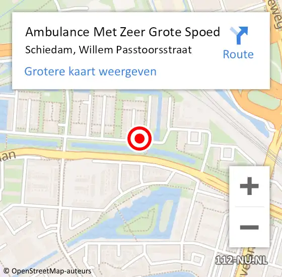 Locatie op kaart van de 112 melding: Ambulance Met Zeer Grote Spoed Naar Schiedam, Willem Passtoorsstraat op 9 oktober 2024 18:45