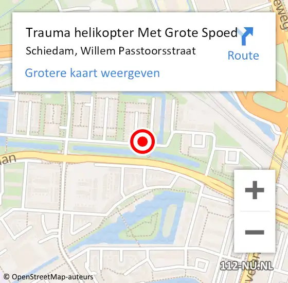 Locatie op kaart van de 112 melding: Trauma helikopter Met Grote Spoed Naar Schiedam, Willem Passtoorsstraat op 9 oktober 2024 18:46