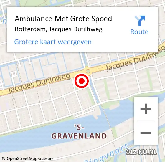 Locatie op kaart van de 112 melding: Ambulance Met Grote Spoed Naar Rotterdam, Jacques Dutilhweg op 9 oktober 2024 18:55