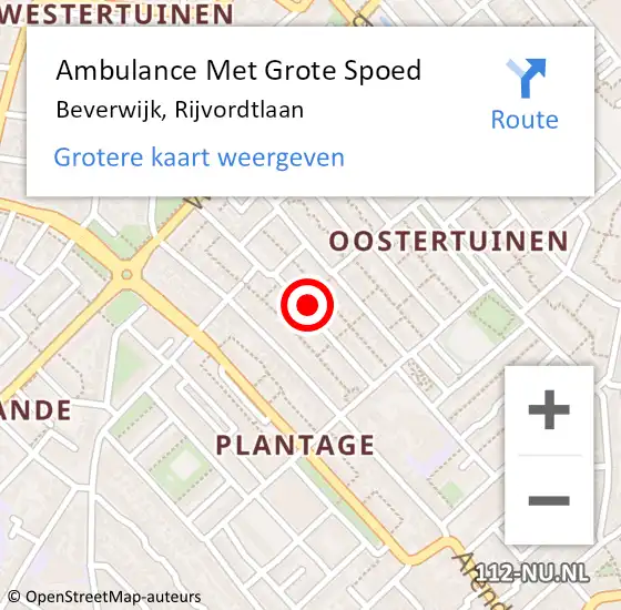 Locatie op kaart van de 112 melding: Ambulance Met Grote Spoed Naar Beverwijk, Rijvordtlaan op 9 oktober 2024 18:55