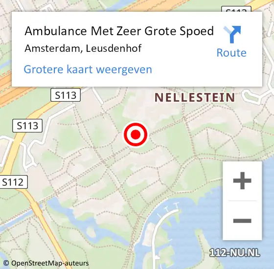 Locatie op kaart van de 112 melding: Ambulance Met Zeer Grote Spoed Naar Amsterdam, Leusdenhof op 9 oktober 2024 19:00