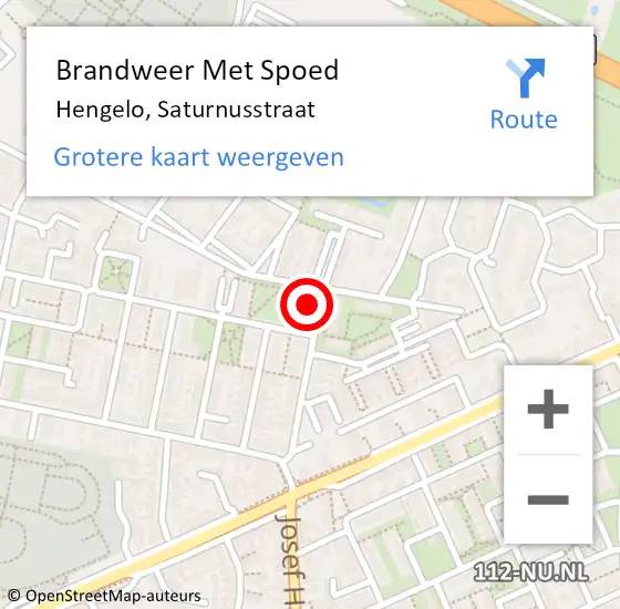 Locatie op kaart van de 112 melding: Brandweer Met Spoed Naar Hengelo, Saturnusstraat op 9 oktober 2024 19:00