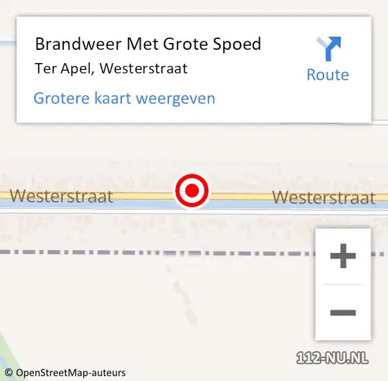 Locatie op kaart van de 112 melding: Brandweer Met Grote Spoed Naar Ter Apel, Westerstraat op 9 oktober 2024 19:10