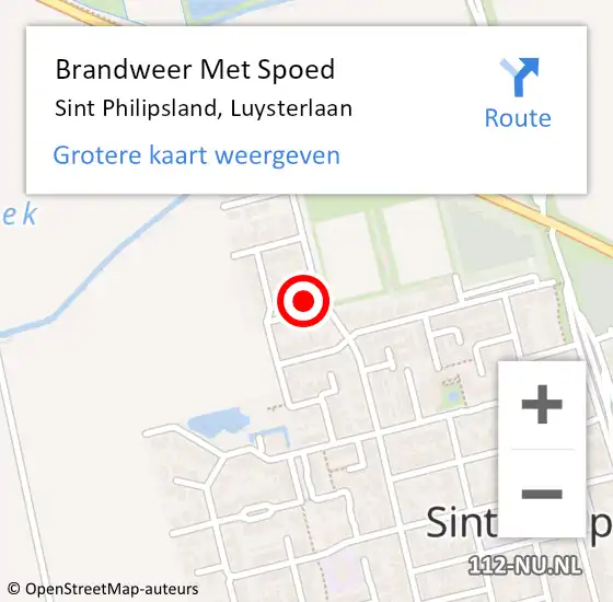 Locatie op kaart van de 112 melding: Brandweer Met Spoed Naar Sint Philipsland, Luysterlaan op 9 oktober 2024 19:14