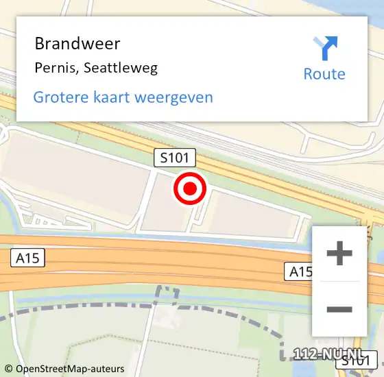 Locatie op kaart van de 112 melding: Brandweer Pernis, Seattleweg op 9 oktober 2024 19:16