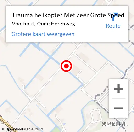 Locatie op kaart van de 112 melding: Trauma helikopter Met Zeer Grote Spoed Naar Voorhout, Oude Herenweg op 9 oktober 2024 19:34