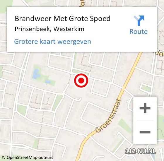 Locatie op kaart van de 112 melding: Brandweer Met Grote Spoed Naar Prinsenbeek, Westerkim op 9 oktober 2024 19:53