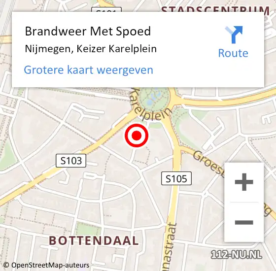 Locatie op kaart van de 112 melding: Brandweer Met Spoed Naar Nijmegen, Keizer Karelplein op 9 oktober 2024 20:28