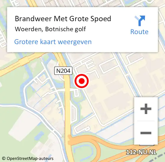 Locatie op kaart van de 112 melding: Brandweer Met Grote Spoed Naar Woerden, Botnische golf op 9 oktober 2024 20:31