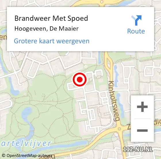 Locatie op kaart van de 112 melding: Brandweer Met Spoed Naar Hoogeveen, De Maaier op 9 oktober 2024 20:52