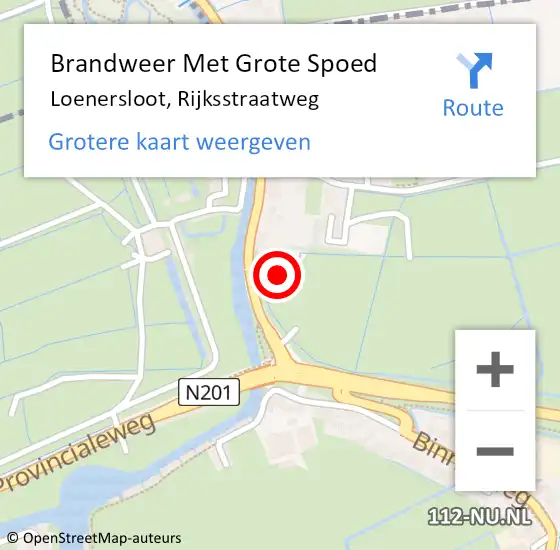 Locatie op kaart van de 112 melding: Brandweer Met Grote Spoed Naar Loenersloot, Rijksstraatweg op 9 oktober 2024 20:53