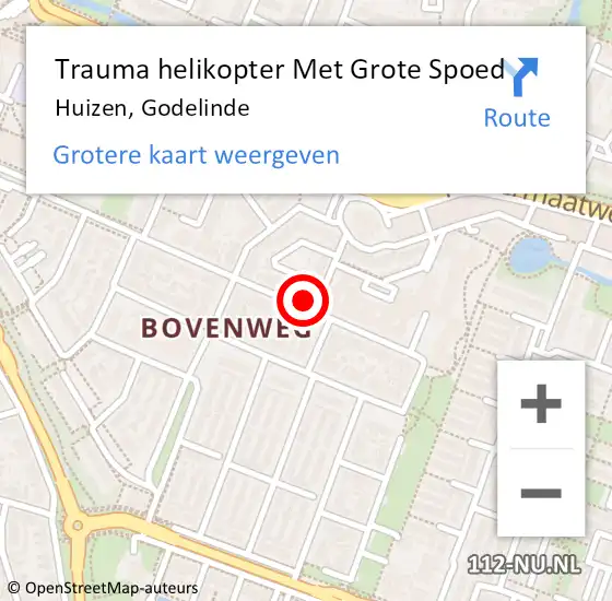 Locatie op kaart van de 112 melding: Trauma helikopter Met Grote Spoed Naar Huizen, Godelinde op 9 oktober 2024 21:09