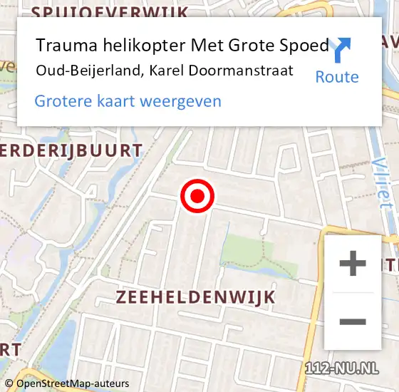 Locatie op kaart van de 112 melding: Trauma helikopter Met Grote Spoed Naar Oud-Beijerland, Karel Doormanstraat op 9 oktober 2024 21:10