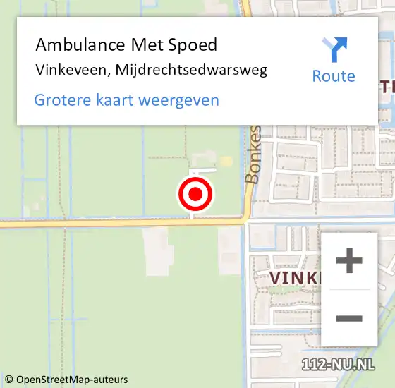 Locatie op kaart van de 112 melding: Ambulance Met Spoed Naar Vinkeveen, Mijdrechtsedwarsweg op 9 oktober 2024 21:17