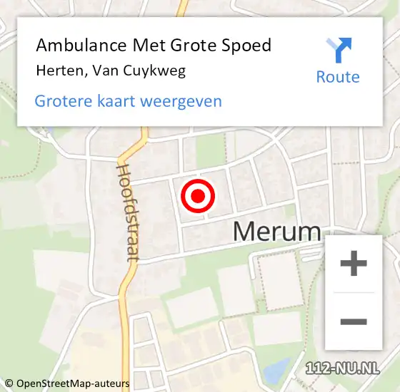 Locatie op kaart van de 112 melding: Ambulance Met Grote Spoed Naar Herten, Van Cuykweg op 9 oktober 2024 21:23