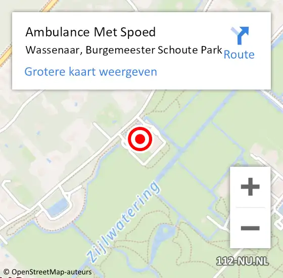 Locatie op kaart van de 112 melding: Ambulance Met Spoed Naar Wassenaar, Burgemeester Schoute Park op 9 oktober 2024 21:27