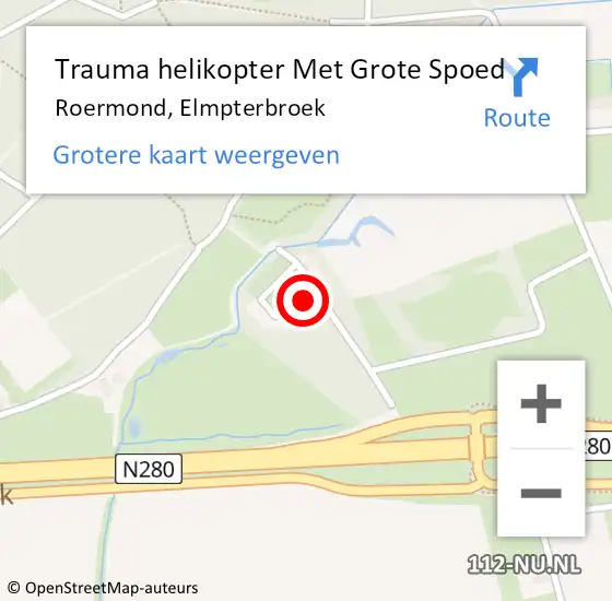 Locatie op kaart van de 112 melding: Trauma helikopter Met Grote Spoed Naar Roermond, Elmpterbroek op 9 oktober 2024 21:46