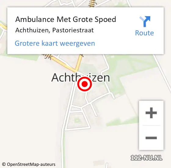 Locatie op kaart van de 112 melding: Ambulance Met Grote Spoed Naar Achthuizen, Pastoriestraat op 9 oktober 2024 21:55