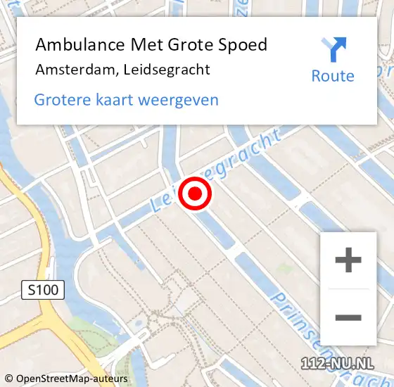 Locatie op kaart van de 112 melding: Ambulance Met Grote Spoed Naar Amsterdam, Leidsegracht op 9 oktober 2024 22:02