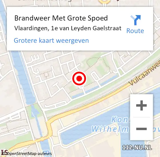 Locatie op kaart van de 112 melding: Brandweer Met Grote Spoed Naar Vlaardingen, 1e van Leyden Gaelstraat op 9 oktober 2024 22:55