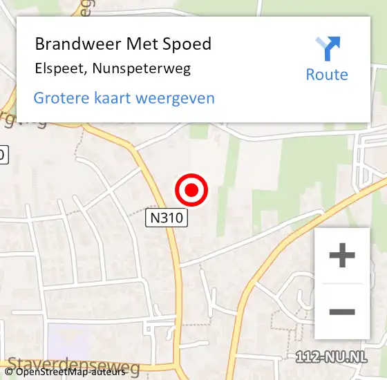 Locatie op kaart van de 112 melding: Brandweer Met Spoed Naar Elspeet, Nunspeterweg op 9 oktober 2024 23:04