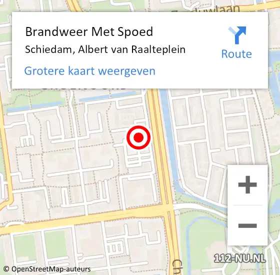 Locatie op kaart van de 112 melding: Brandweer Met Spoed Naar Schiedam, Albert van Raalteplein op 9 oktober 2024 23:08