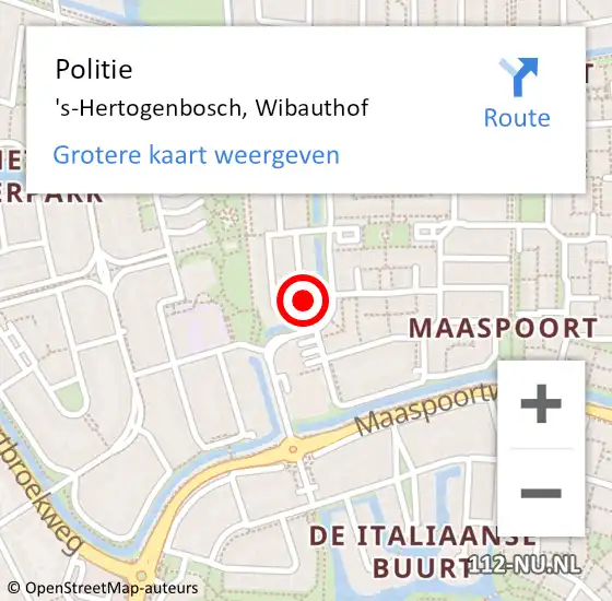 Locatie op kaart van de 112 melding: Politie 's-Hertogenbosch, Wibauthof op 9 oktober 2024 23:12