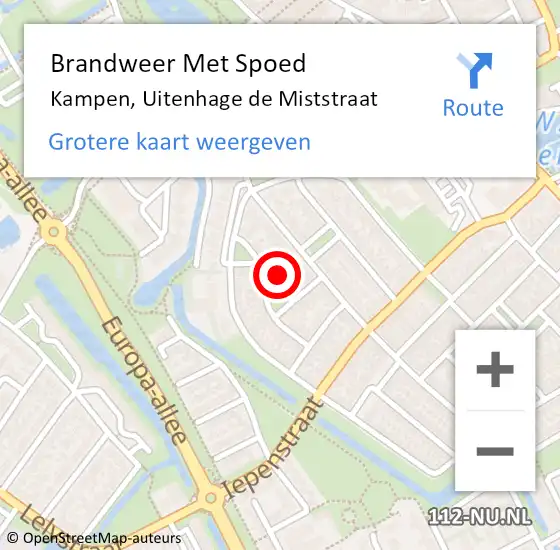 Locatie op kaart van de 112 melding: Brandweer Met Spoed Naar Kampen, Uitenhage de Miststraat op 9 oktober 2024 23:18