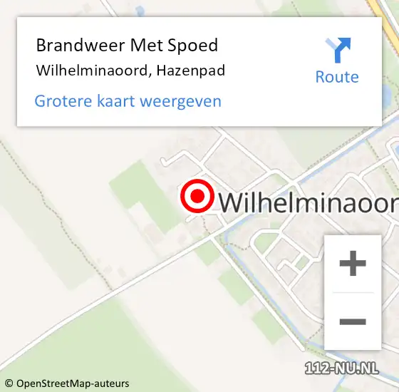 Locatie op kaart van de 112 melding: Brandweer Met Spoed Naar Wilhelminaoord, Hazenpad op 10 oktober 2024 00:33