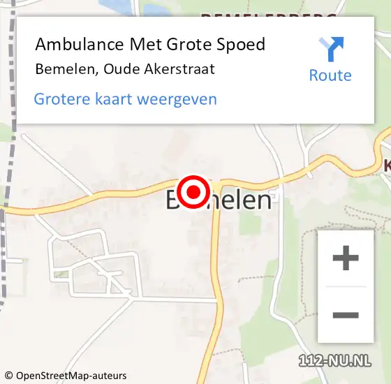 Locatie op kaart van de 112 melding: Ambulance Met Grote Spoed Naar Bemelen, Oude Akerstraat op 22 oktober 2014 21:48