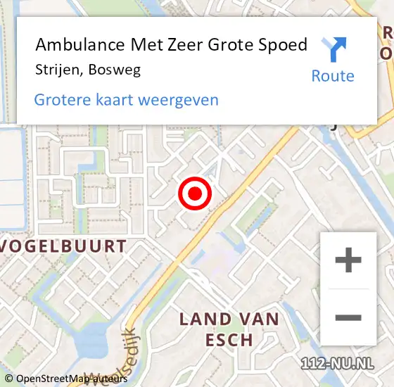 Locatie op kaart van de 112 melding: Ambulance Met Zeer Grote Spoed Naar Strijen, Bosweg op 10 oktober 2024 01:28