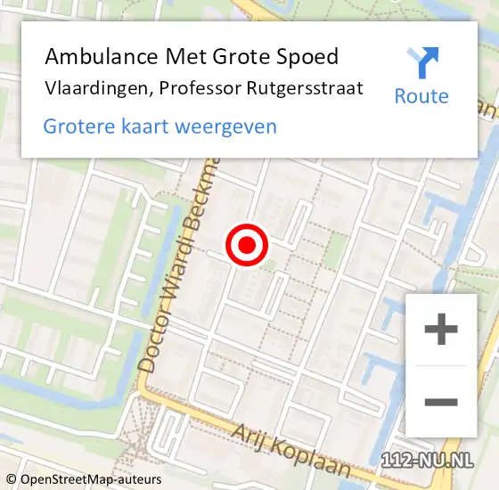 Locatie op kaart van de 112 melding: Ambulance Met Grote Spoed Naar Vlaardingen, Professor Rutgersstraat op 10 oktober 2024 01:47