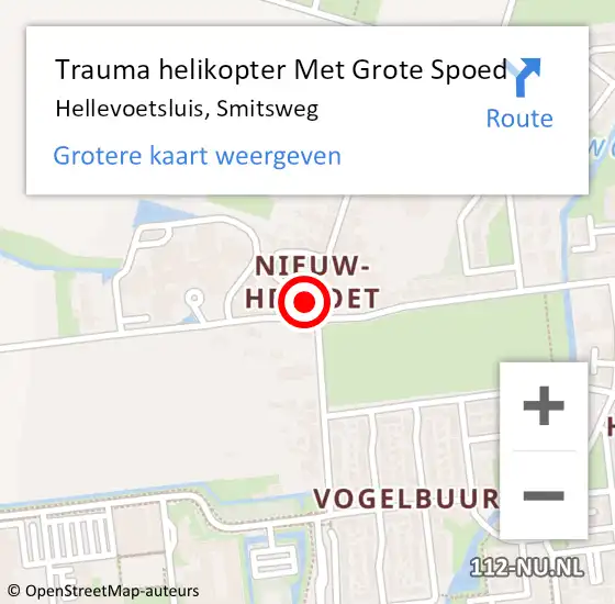 Locatie op kaart van de 112 melding: Trauma helikopter Met Grote Spoed Naar Hellevoetsluis, Smitsweg op 10 oktober 2024 01:55