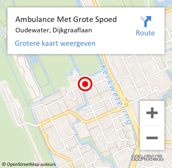 Locatie op kaart van de 112 melding: Ambulance Met Grote Spoed Naar Oudewater, Dijkgraaflaan op 10 oktober 2024 03:19