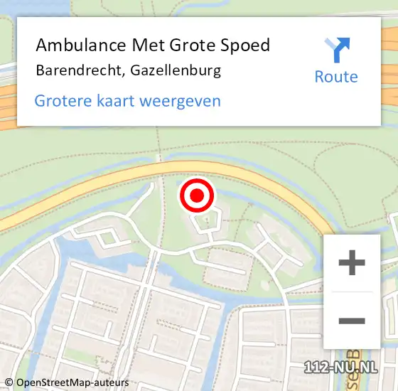 Locatie op kaart van de 112 melding: Ambulance Met Grote Spoed Naar Barendrecht, Gazellenburg op 10 oktober 2024 04:02