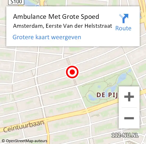 Locatie op kaart van de 112 melding: Ambulance Met Grote Spoed Naar Amsterdam, Eerste Van der Helststraat op 10 oktober 2024 04:37