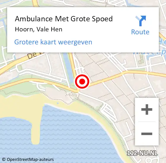 Locatie op kaart van de 112 melding: Ambulance Met Grote Spoed Naar Hoorn, Vale Hen op 10 oktober 2024 04:42