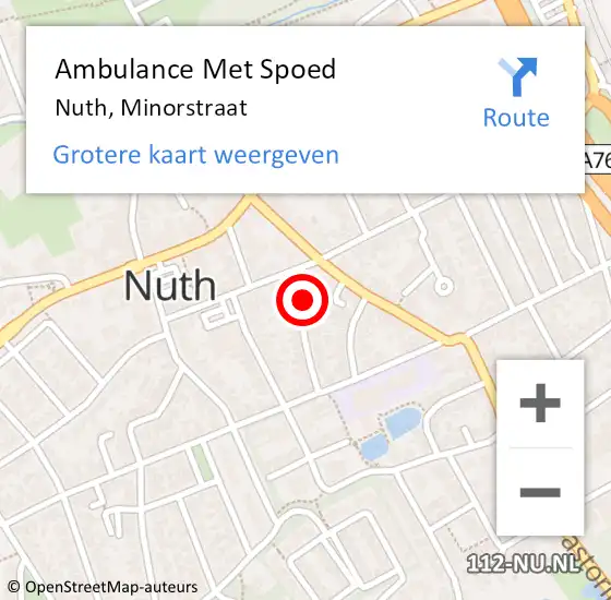 Locatie op kaart van de 112 melding: Ambulance Met Spoed Naar Nuth, Minorstraat op 22 oktober 2014 22:09