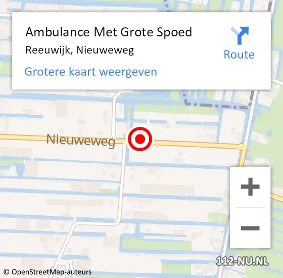 Locatie op kaart van de 112 melding: Ambulance Met Grote Spoed Naar Reeuwijk, Nieuweweg op 10 oktober 2024 05:17