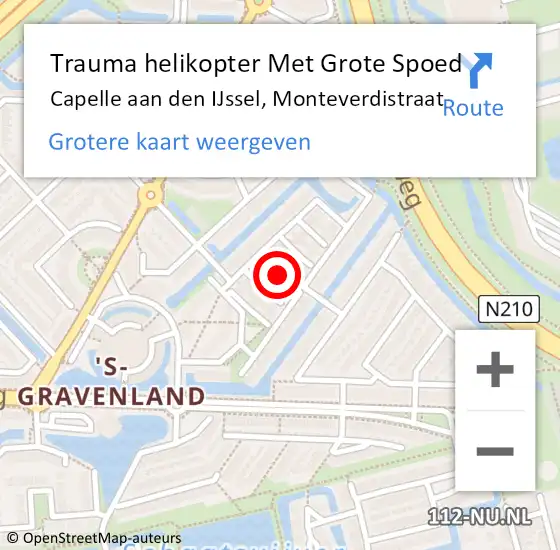 Locatie op kaart van de 112 melding: Trauma helikopter Met Grote Spoed Naar Capelle aan den IJssel, Monteverdistraat op 10 oktober 2024 06:02