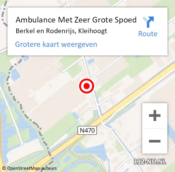 Locatie op kaart van de 112 melding: Ambulance Met Zeer Grote Spoed Naar Berkel en Rodenrijs, Kleihoogt op 10 oktober 2024 06:05