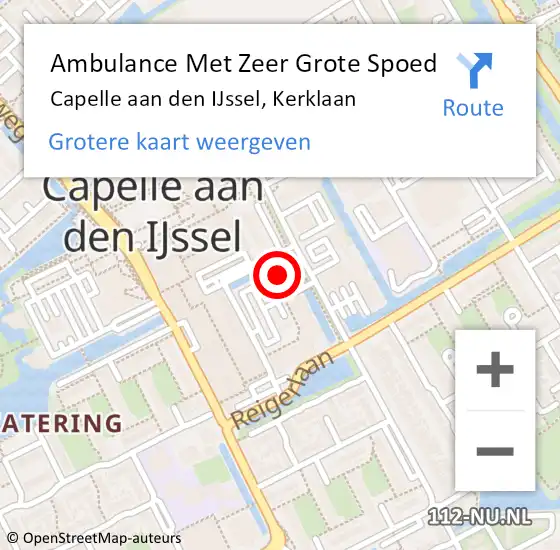 Locatie op kaart van de 112 melding: Ambulance Met Zeer Grote Spoed Naar Capelle aan den IJssel, Kerklaan op 10 oktober 2024 06:47